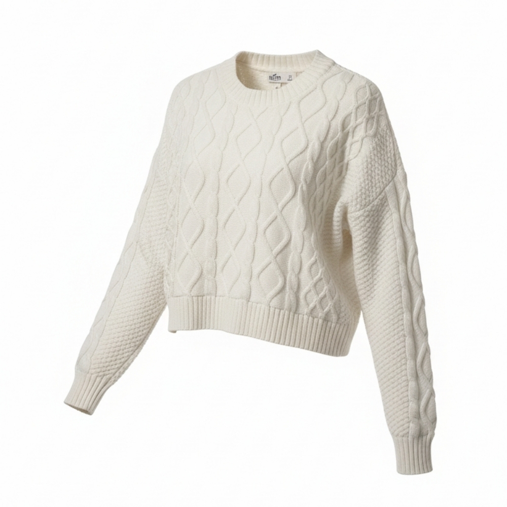 Hollister White Cable Knit Sweater - Picture 2 of 9